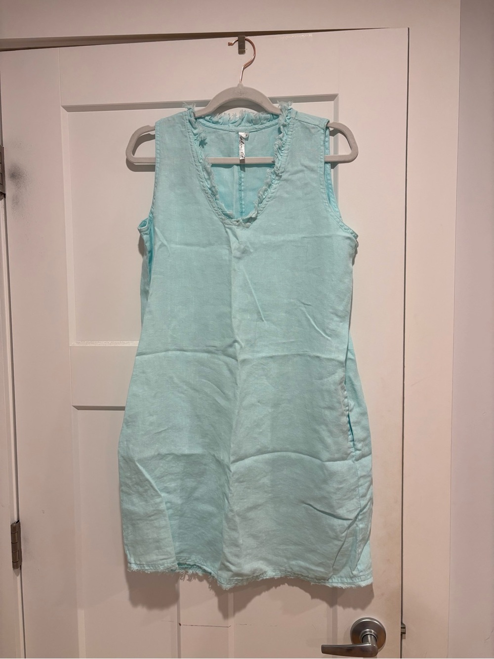 Lulu-B Mint Blue Sleeveless V-Neck Mini Dress